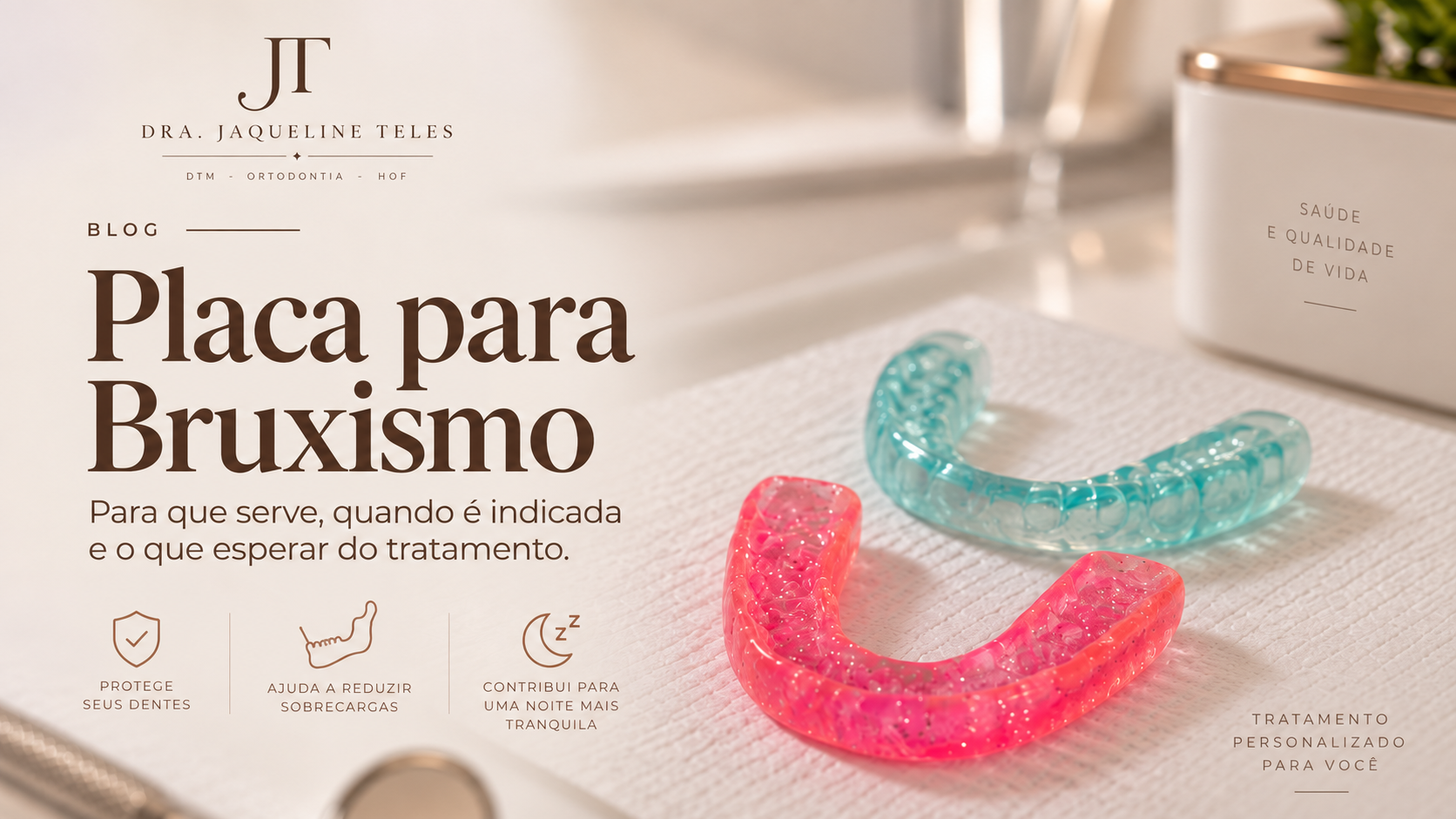 Placa oclusal para Bruxismo apresentada em consultório odontológico